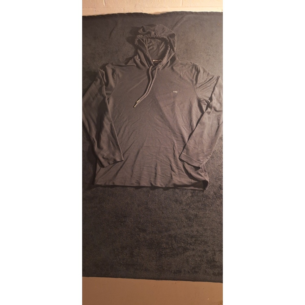 Michael Kors Men's Logo Pullover Hooded Knit Hoodie Solid Gray S